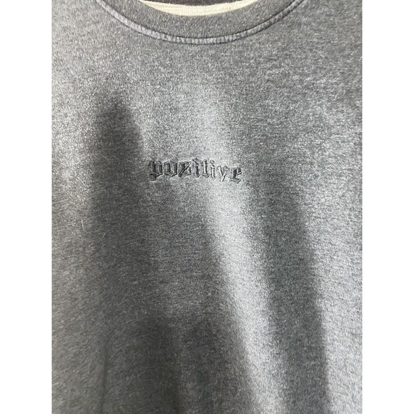 Blind Rooster Positive Embroidered Roses Pullover Sweatshirt Gray Youth Men’s - Picture 7 of 10